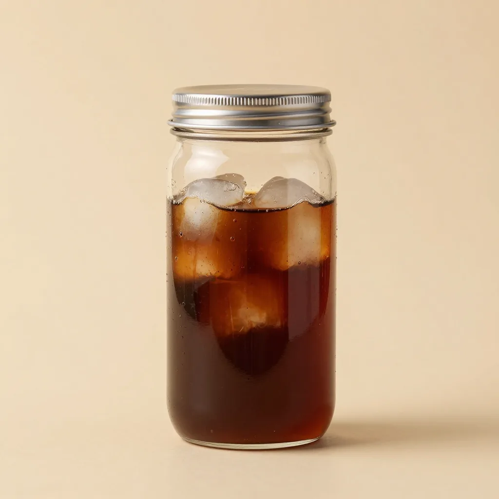A cold-brew coffee storage jar on a light background