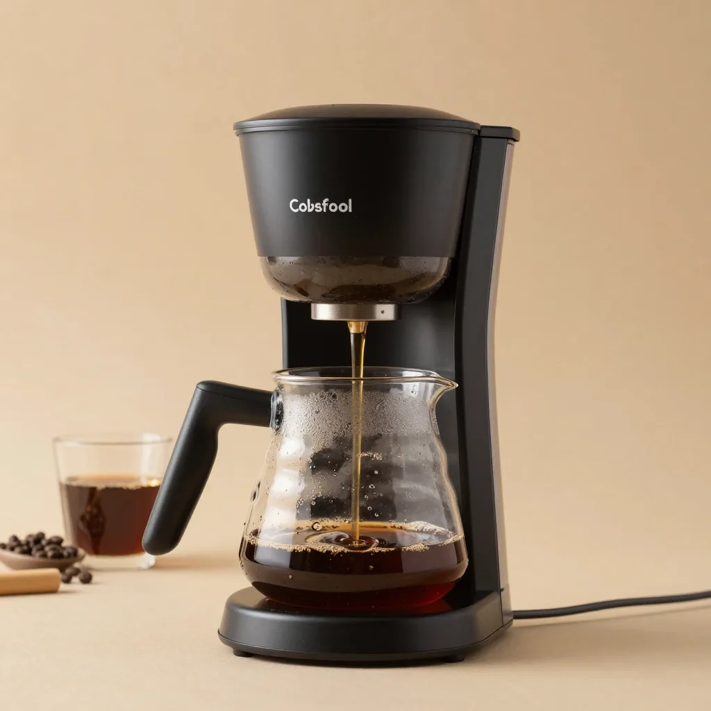A cold-brew coffee maker set on a light background