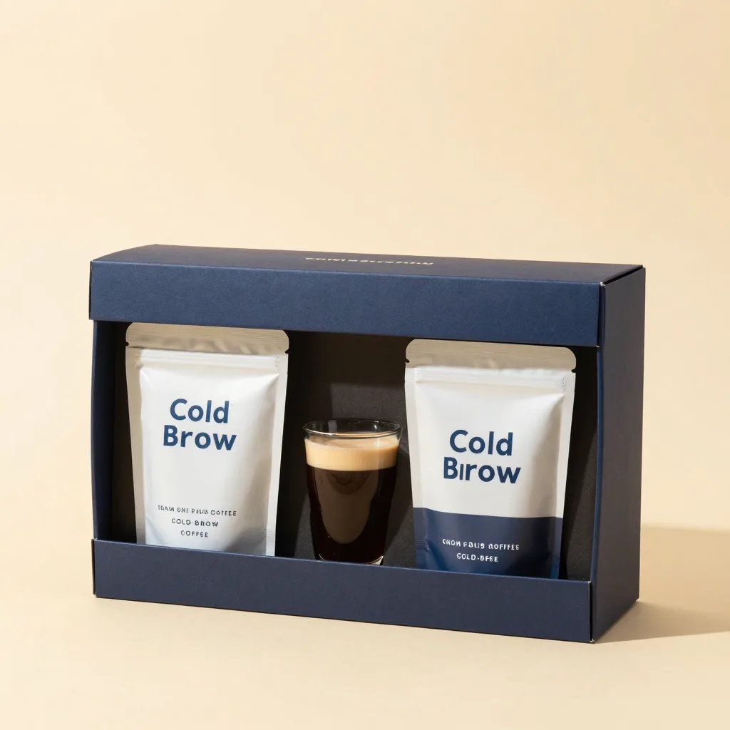 A cold-brew coffee gift set on a light background