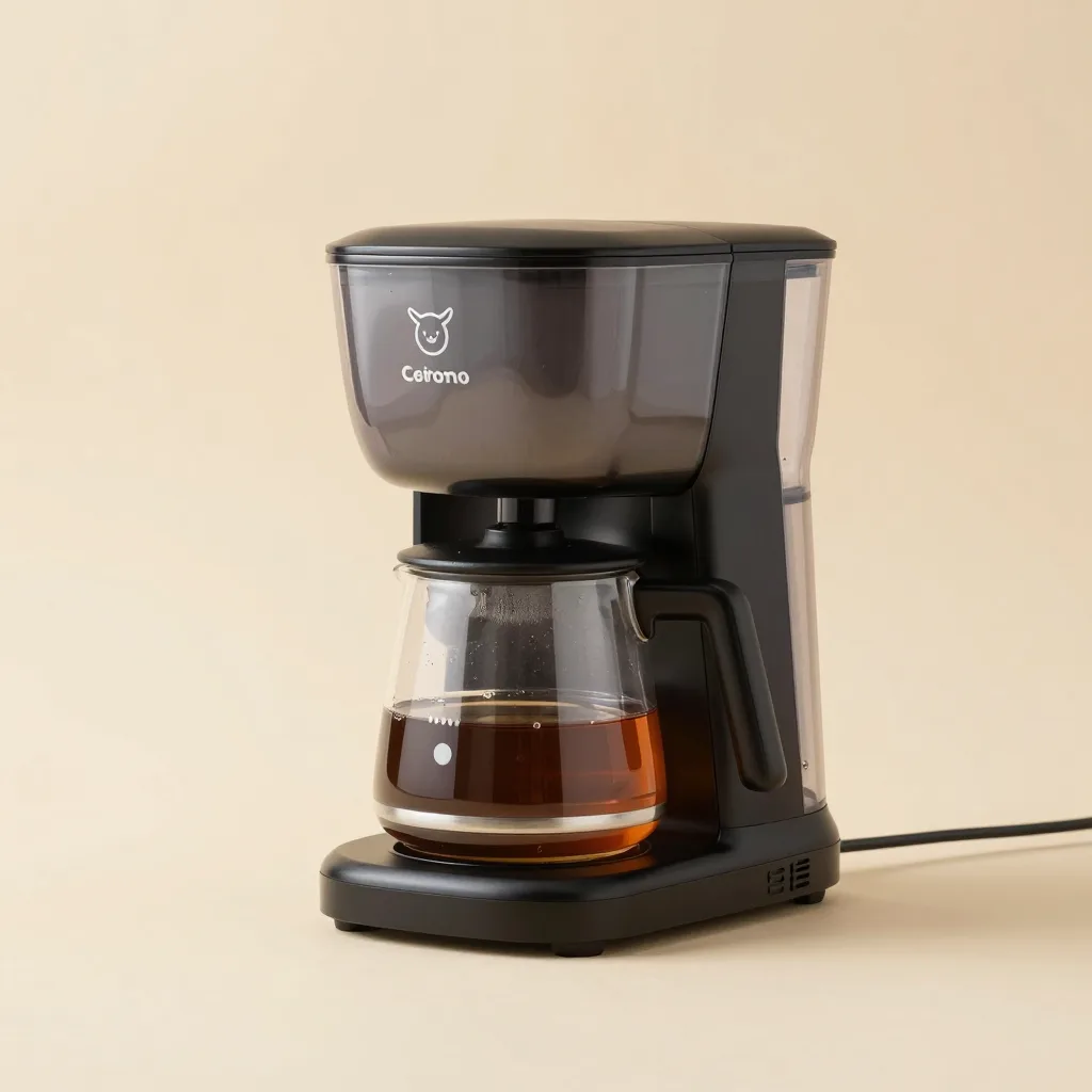 A large family cold-brew coffee maker on a light background